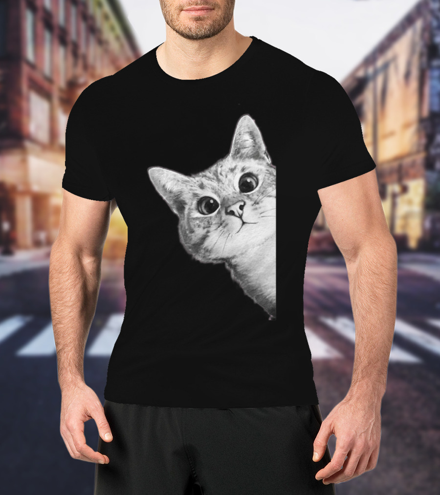 Funny Ninja Cat Meme Peekaboo T-Shirt