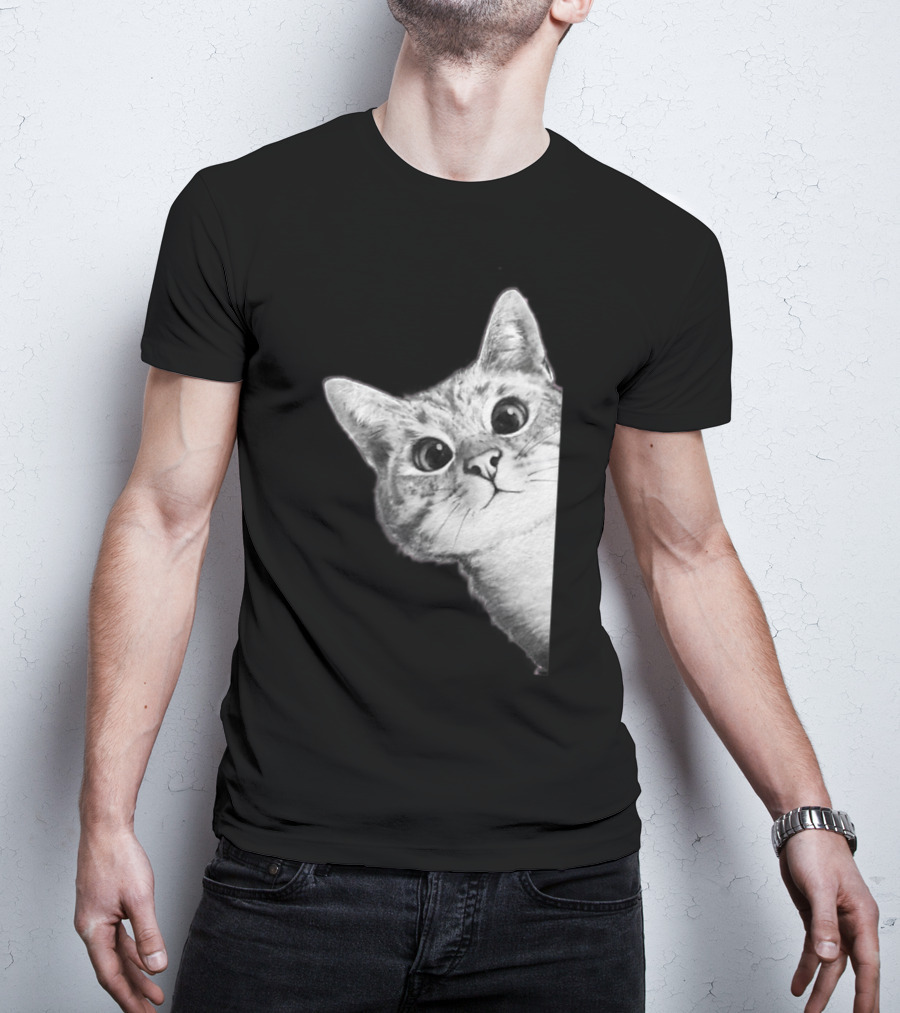 Funny Ninja Cat Meme Peekaboo T-Shirt
