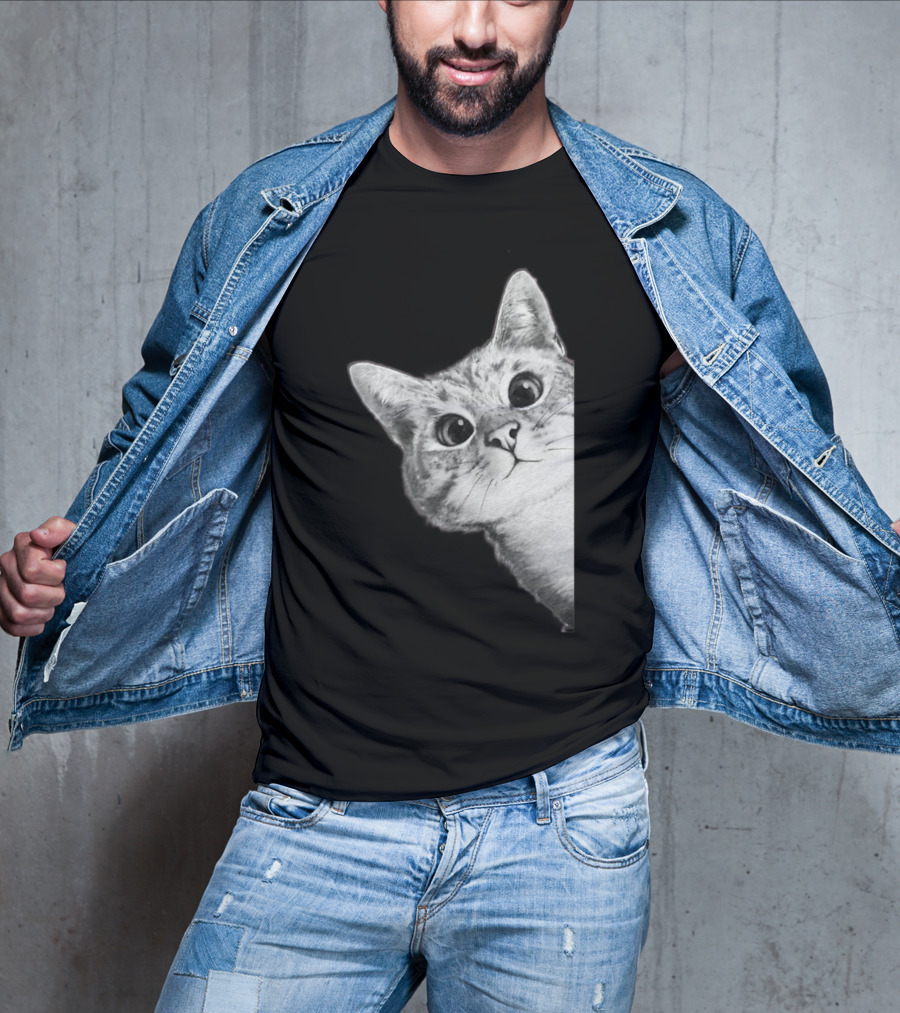 Funny Ninja Cat Meme Peekaboo T-Shirt
