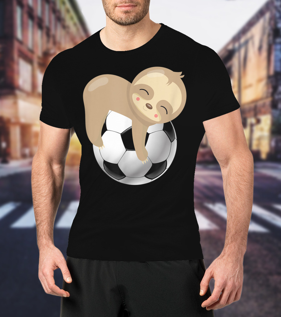 Baby Sloth Hugging Soccer Ball T-Shirt