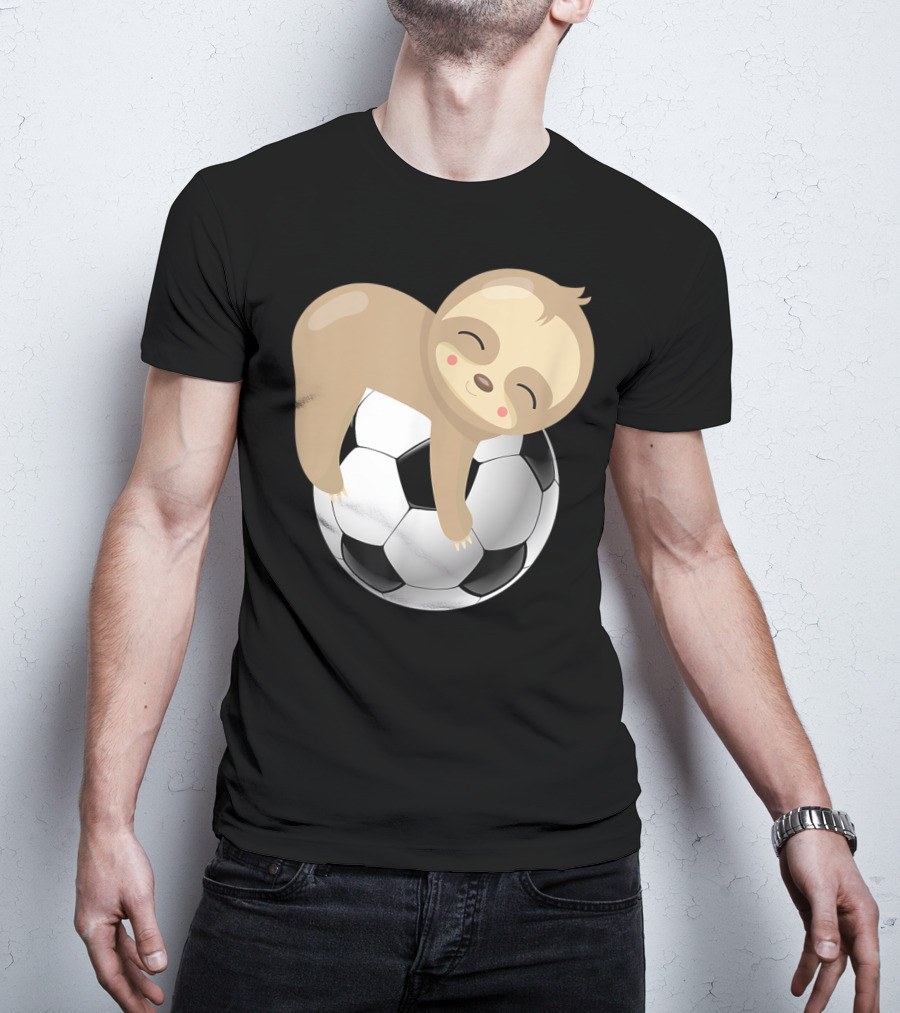 Baby Sloth Hugging Soccer Ball T-Shirt