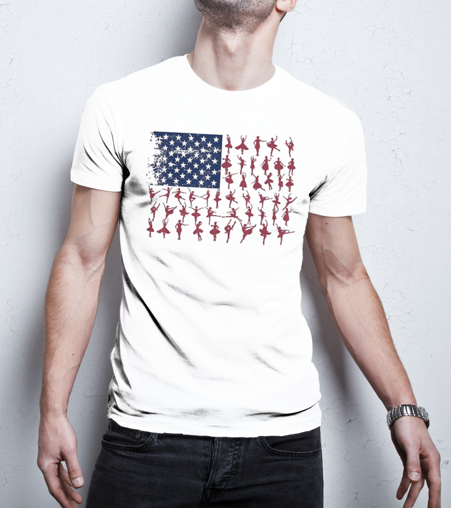 Ballet Dancer Kids American Flag July T-Shirt