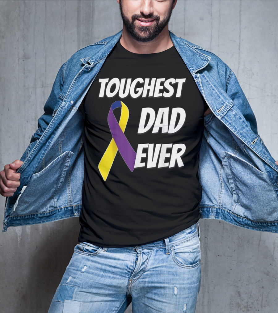 Toughest Dad Ever Bladder Cancer Yellow Ribbon Awareness T-Shirt