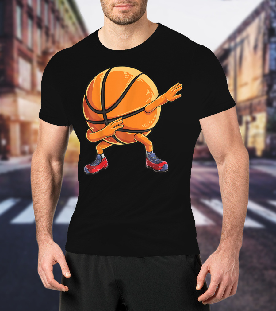 Basketball Ball Kids Boys Dab Dance With Sneakers T-Shirt