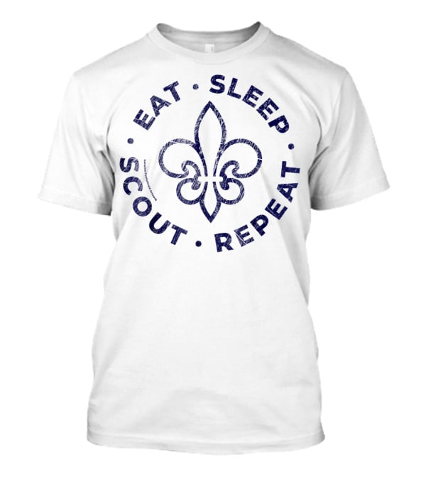 Eat Sleep Scout Repeat Fleur-de-Lis FunkyDroid Funny T-Shirt