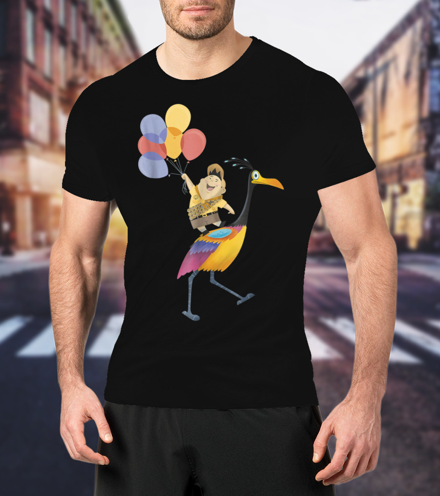 Russell Riding Kevin With Balloons Disney Pixar Up T-Shirt