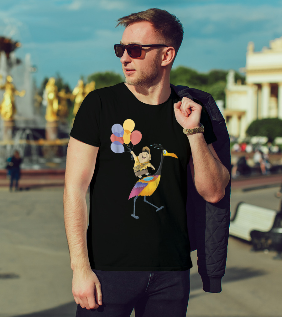 Russell Riding Kevin With Balloons Disney Pixar Up T-Shirt