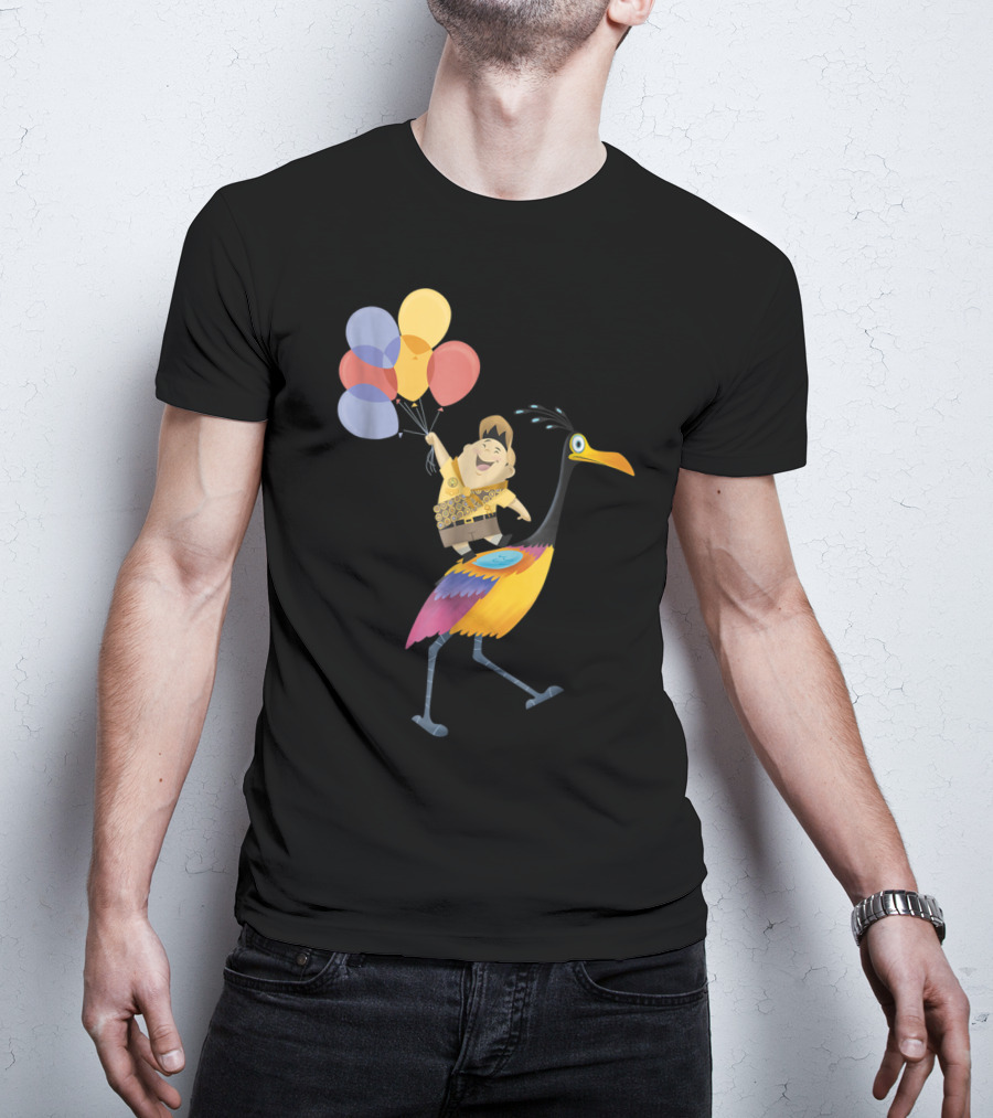 Russell Riding Kevin With Balloons Disney Pixar Up T-Shirt