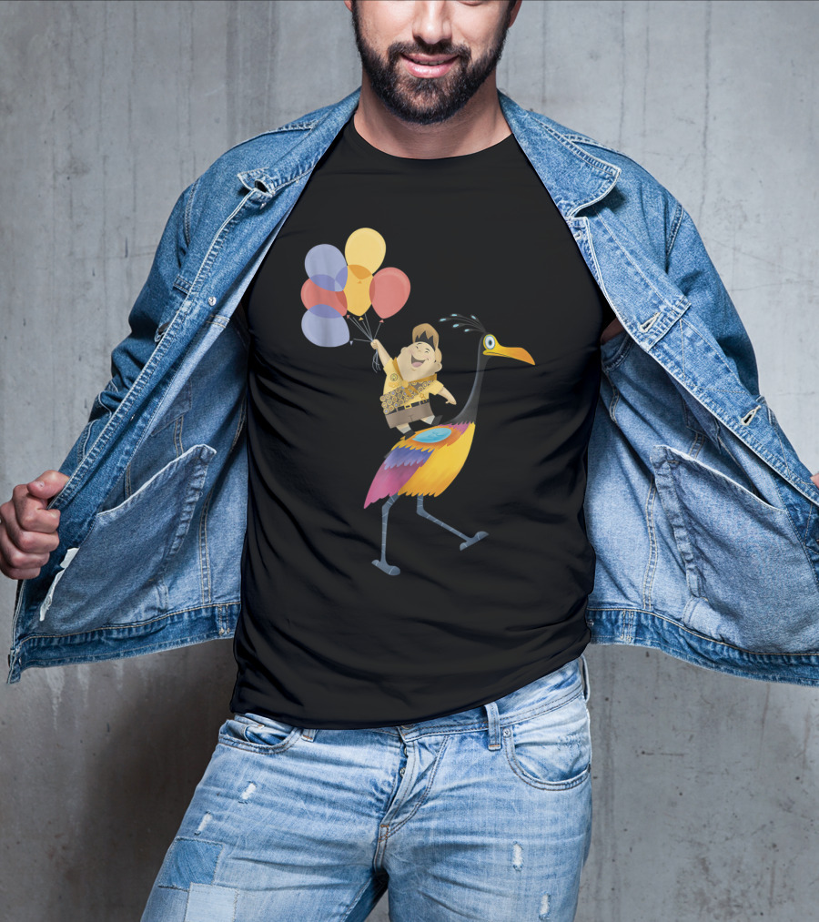 Russell Riding Kevin With Balloons Disney Pixar Up T-Shirt