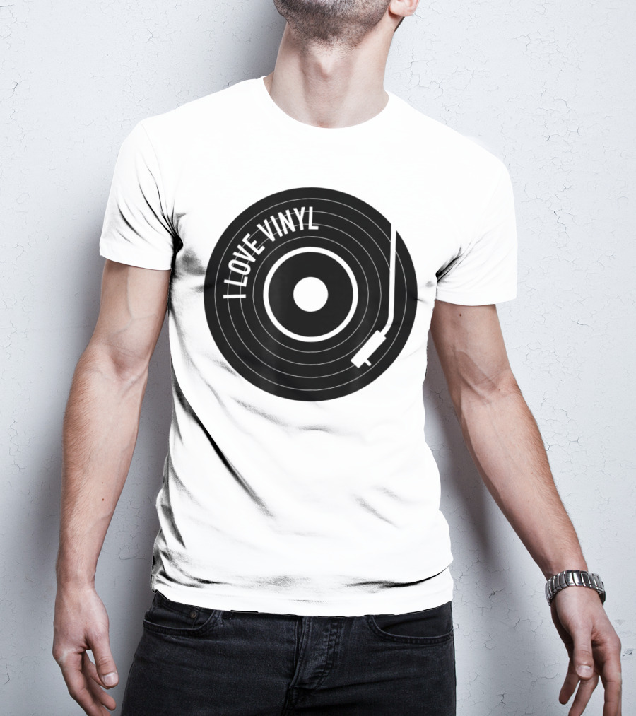 I Love Vinyl Record Player Vintage Music Enthusiast T-Shirt