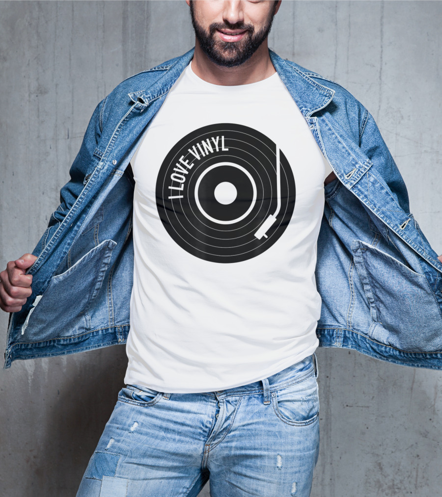 I Love Vinyl Record Player Vintage Music Enthusiast T-Shirt