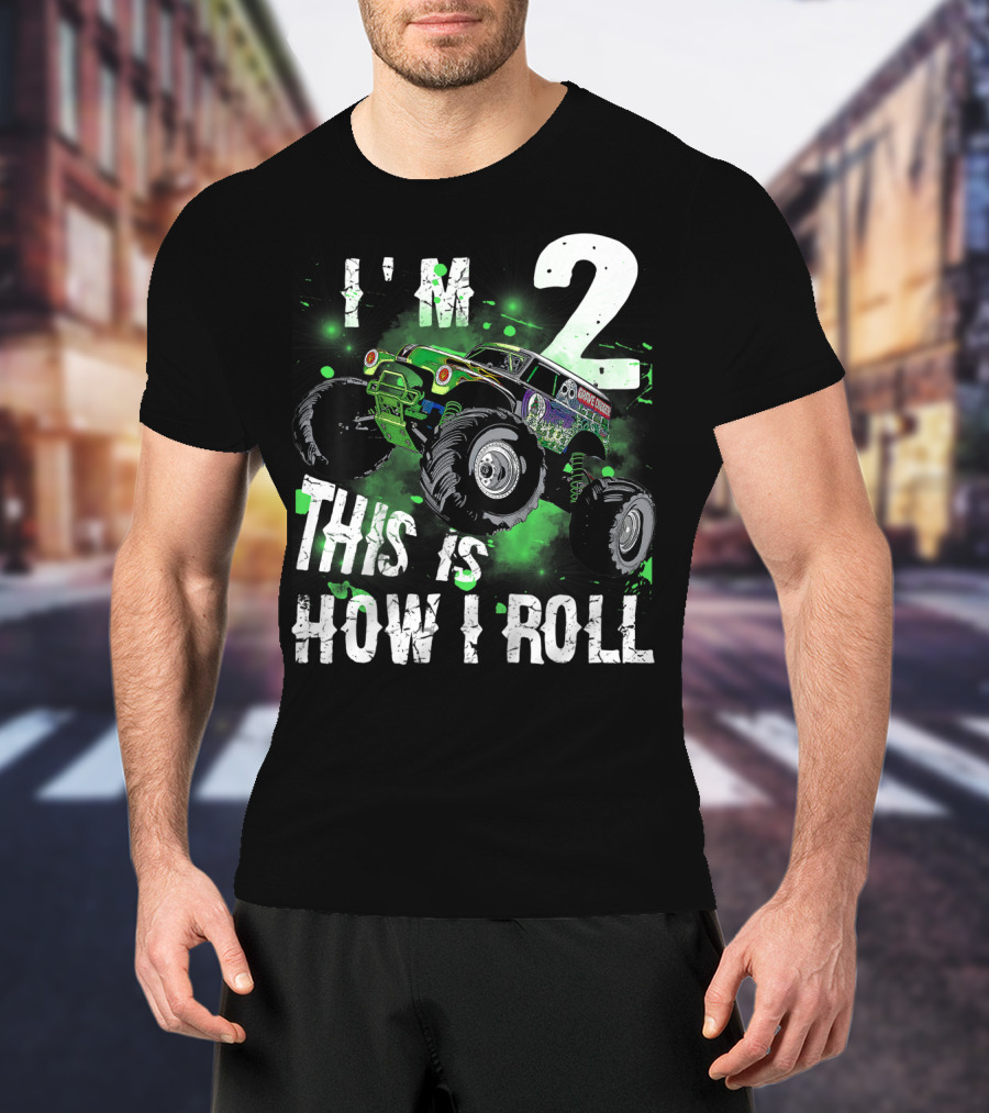 Kids I'm 2 This Is How I Roll Monster Truck T-Shirt