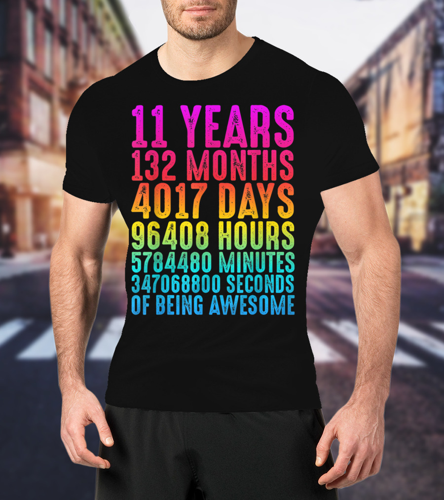 11 Years 132 Months 4017 Days 96408 Hours 5784480 Minutes 347068800 Seconds Of Being Awesome T-Shirt