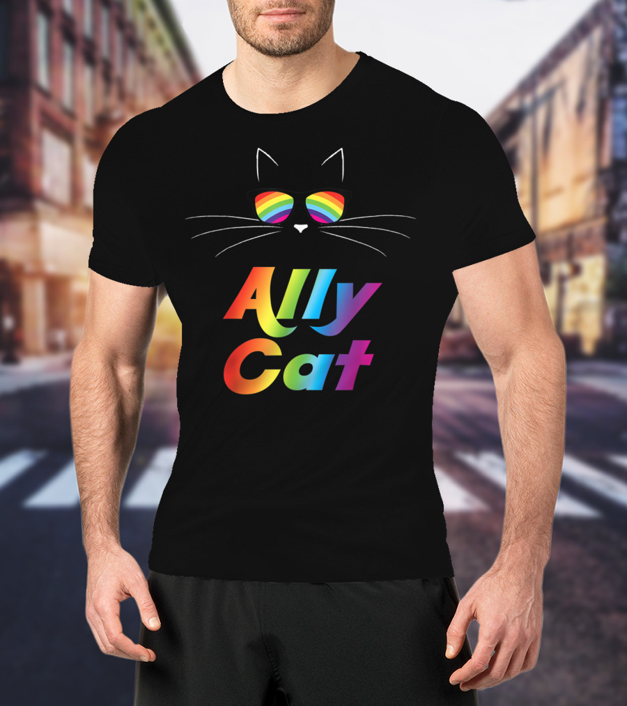 Ally Cat Rainbow Sunglasses Kitty T-Shirt