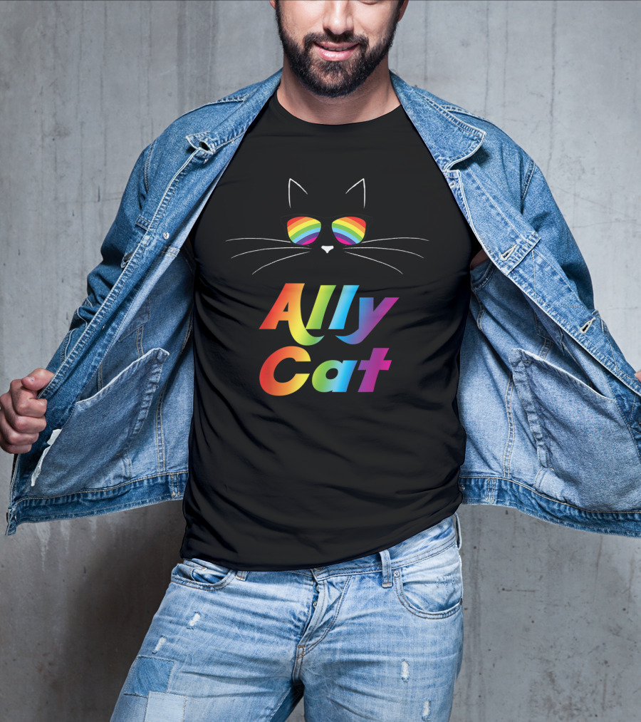 Ally Cat Rainbow Sunglasses Kitty T-Shirt