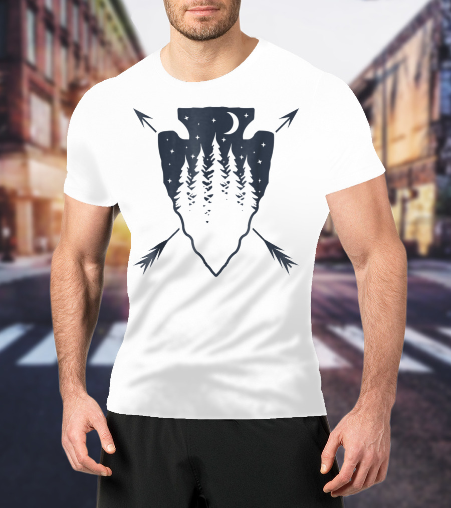 Arrowhead Pine Tree Moon With Crossed Arrows T-Shirt