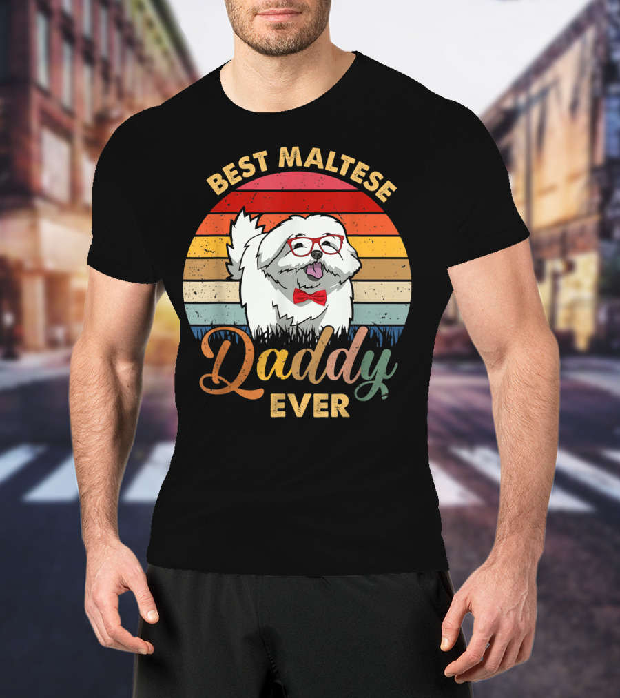 Best Maltese Daddy Ever Retro Style Dog T-Shirt