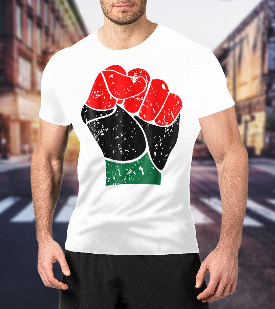 Black History Red Black And Green Pride Fist Symbol Of Empowerment T-Shirt