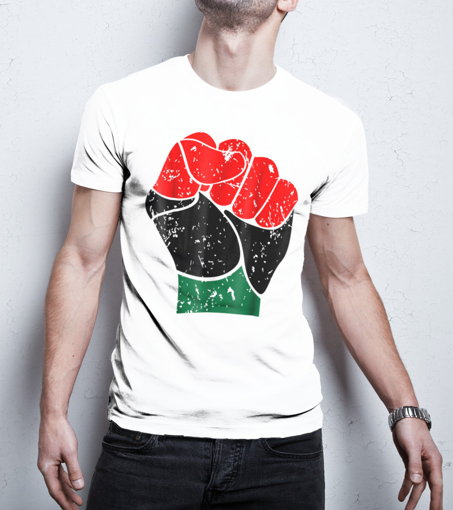 Black History Red Black And Green Pride Fist Symbol Of Empowerment T-Shirt