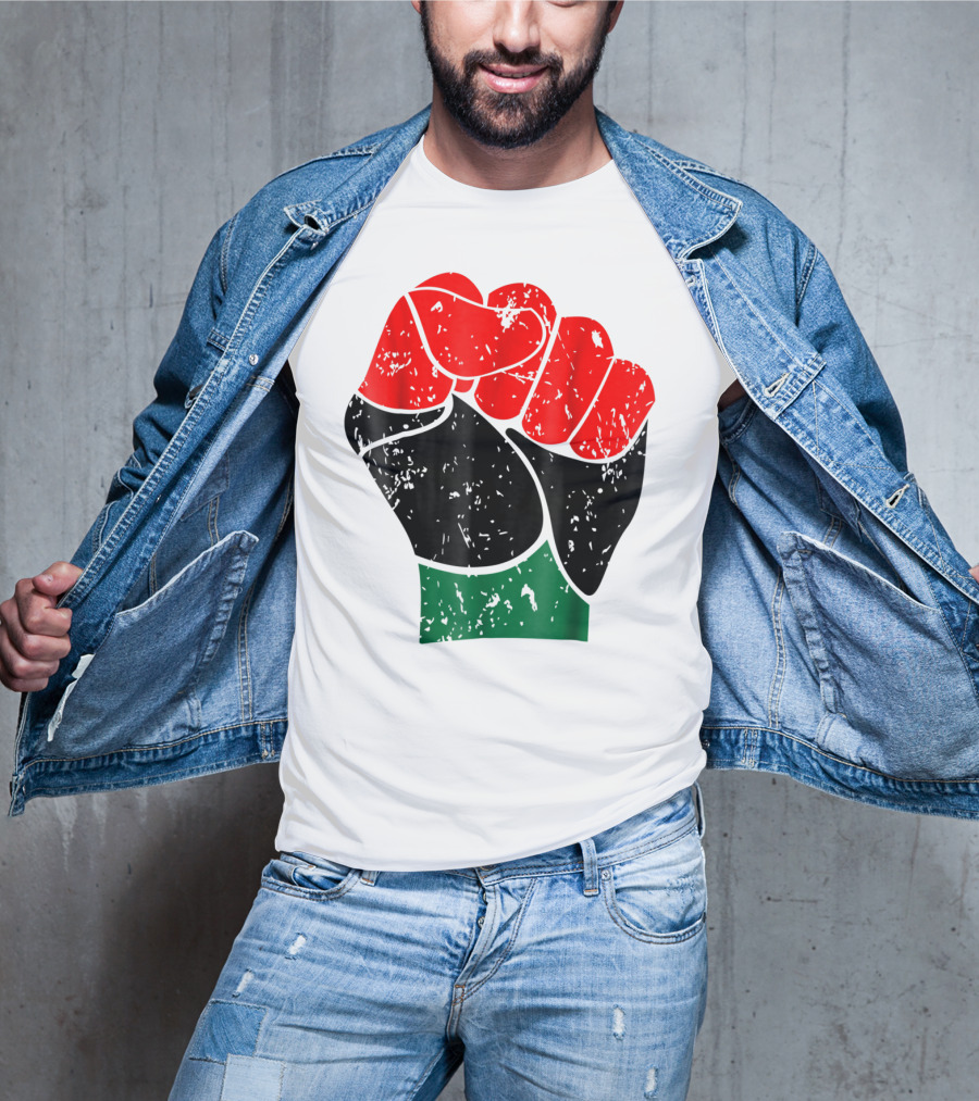 Black History Red Black And Green Pride Fist Symbol Of Empowerment T-Shirt