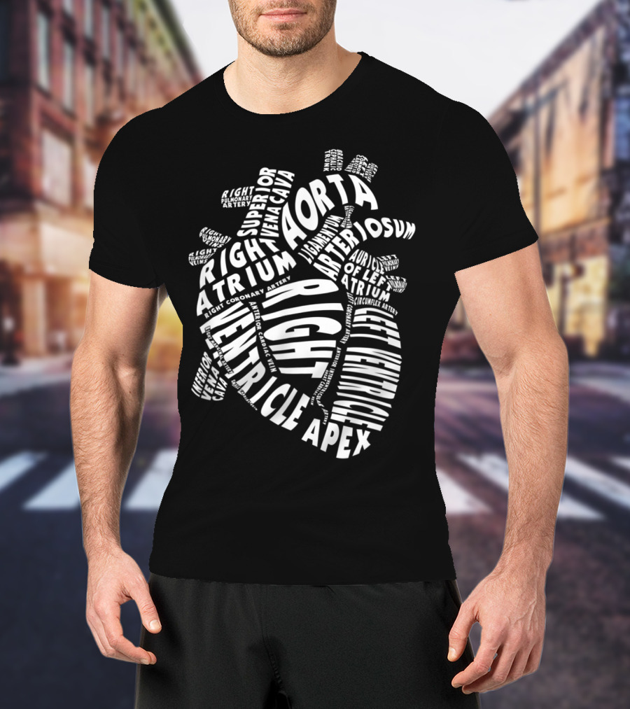 Anatomical Heart Anatomy Aorta Ventricle Atrium Cardiac Nurse Parts T-Shirt