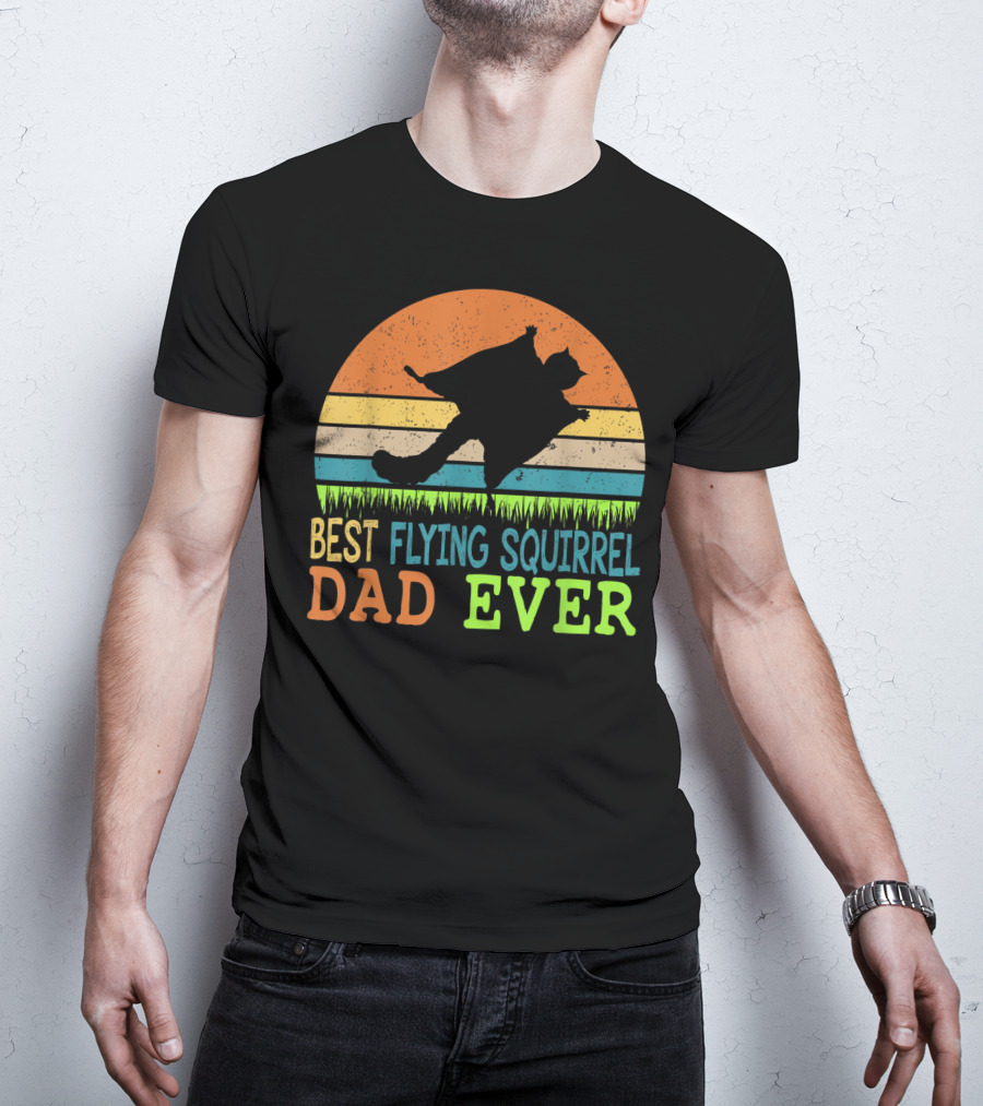 Best Flying Squirrel Dad Ever Retro Sunset T-Shirt