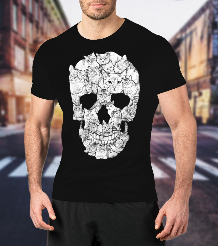 Cat Skull Cat Skull Men's Unique Feline Skull T-Shirt