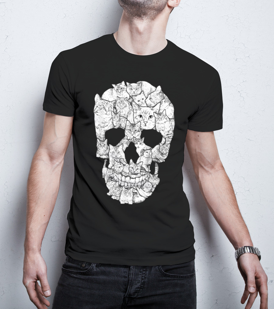 Cat Skull Cat Skull Men's Unique Feline Skull T-Shirt