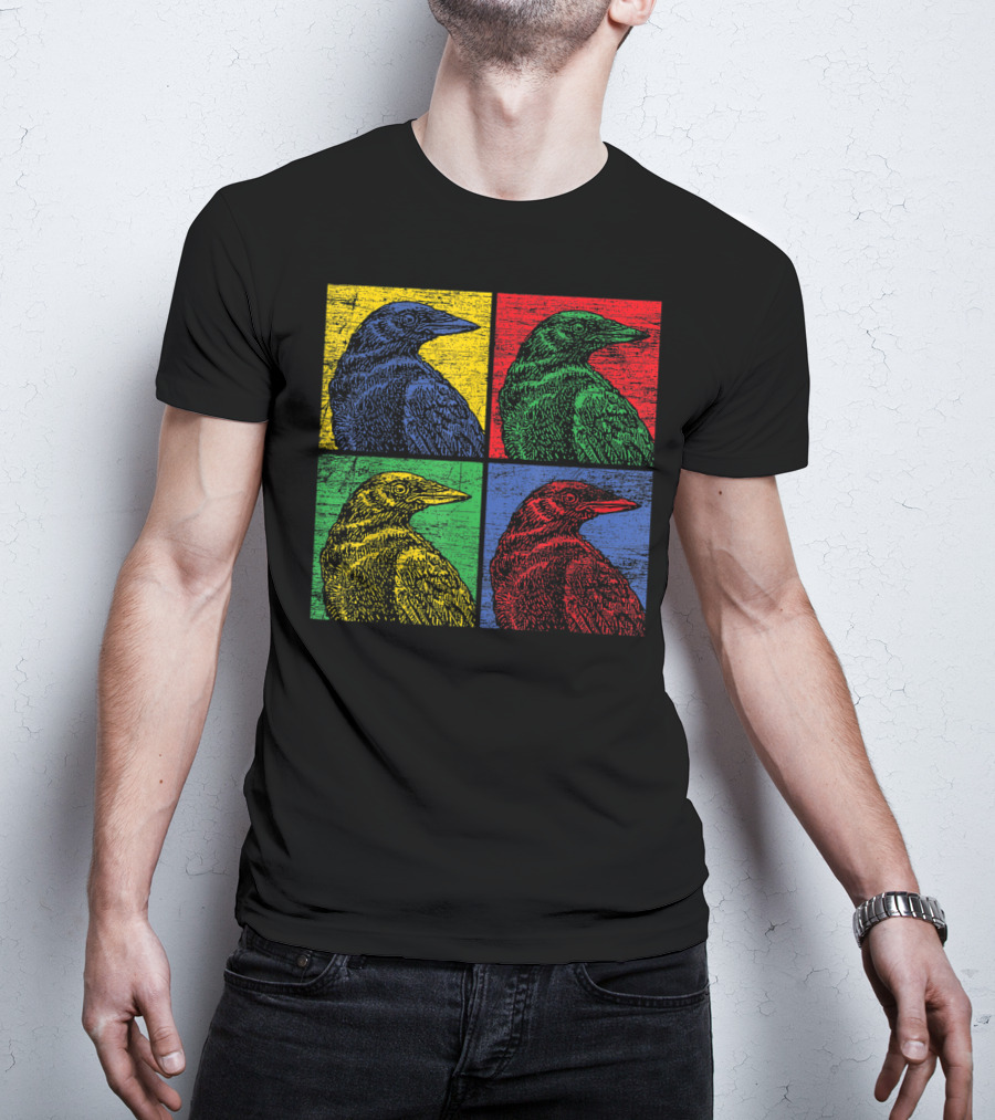 Vintage Raven Colorful Pop Art Crow Bird Lover T-Shirt