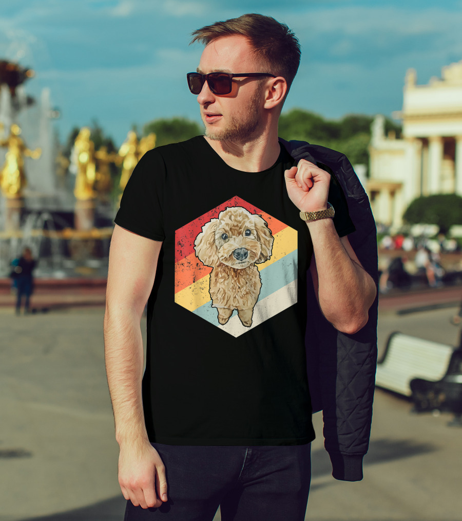 Cute Cavapoo Dog Pet Vintage Retro Stripes T-Shirt