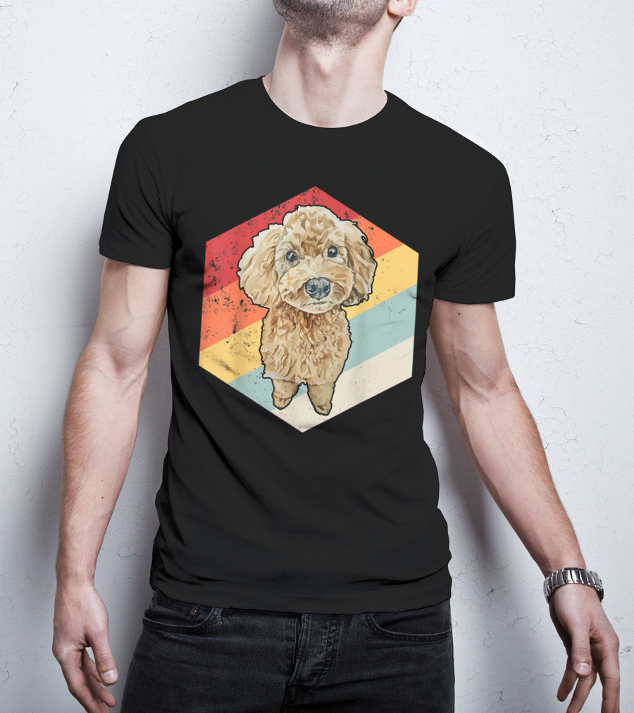 Cute Cavapoo Dog Pet Vintage Retro Stripes T-Shirt