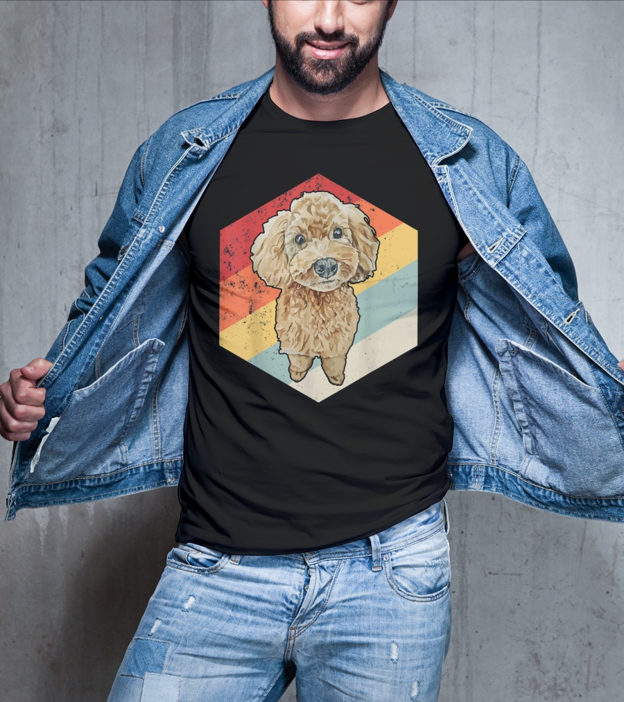 Cute Cavapoo Dog Pet Vintage Retro Stripes T-Shirt