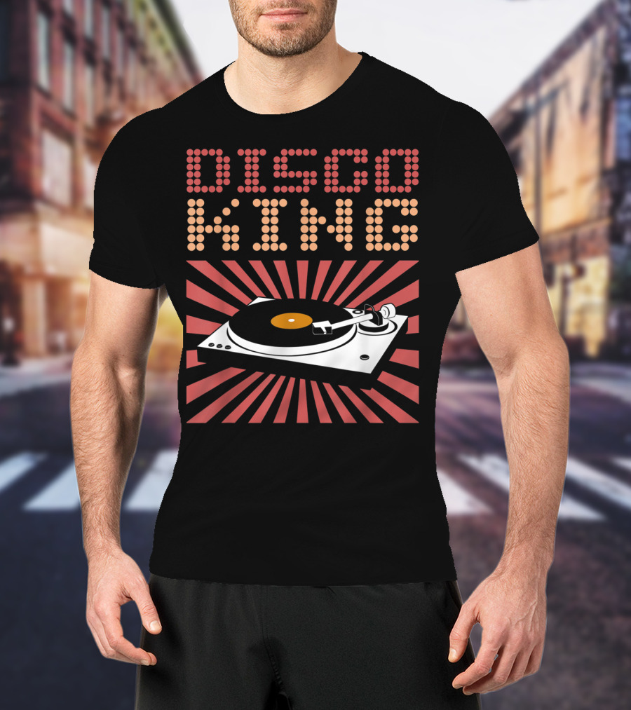 DISCO KING 70s Turntable Vinyl Record Retro Vibes T-Shirt