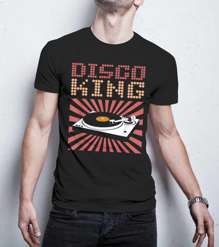 DISCO KING 70s Turntable Vinyl Record Retro Vibes T-Shirt