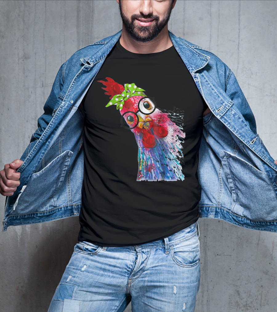 Funny Chicken Lover Hen Farmer Glasses Bandana T-Shirt
