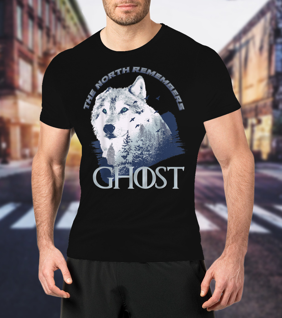 The North Remembers Ghost Lone Wolf In Forest Game Day Winning The Throne T-Shirt