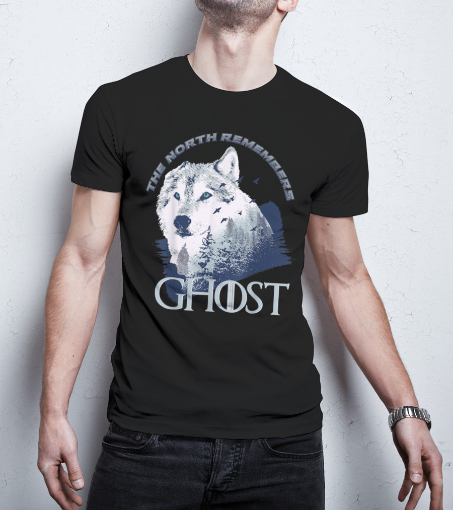 The North Remembers Ghost Lone Wolf In Forest Game Day Winning The Throne T-Shirt