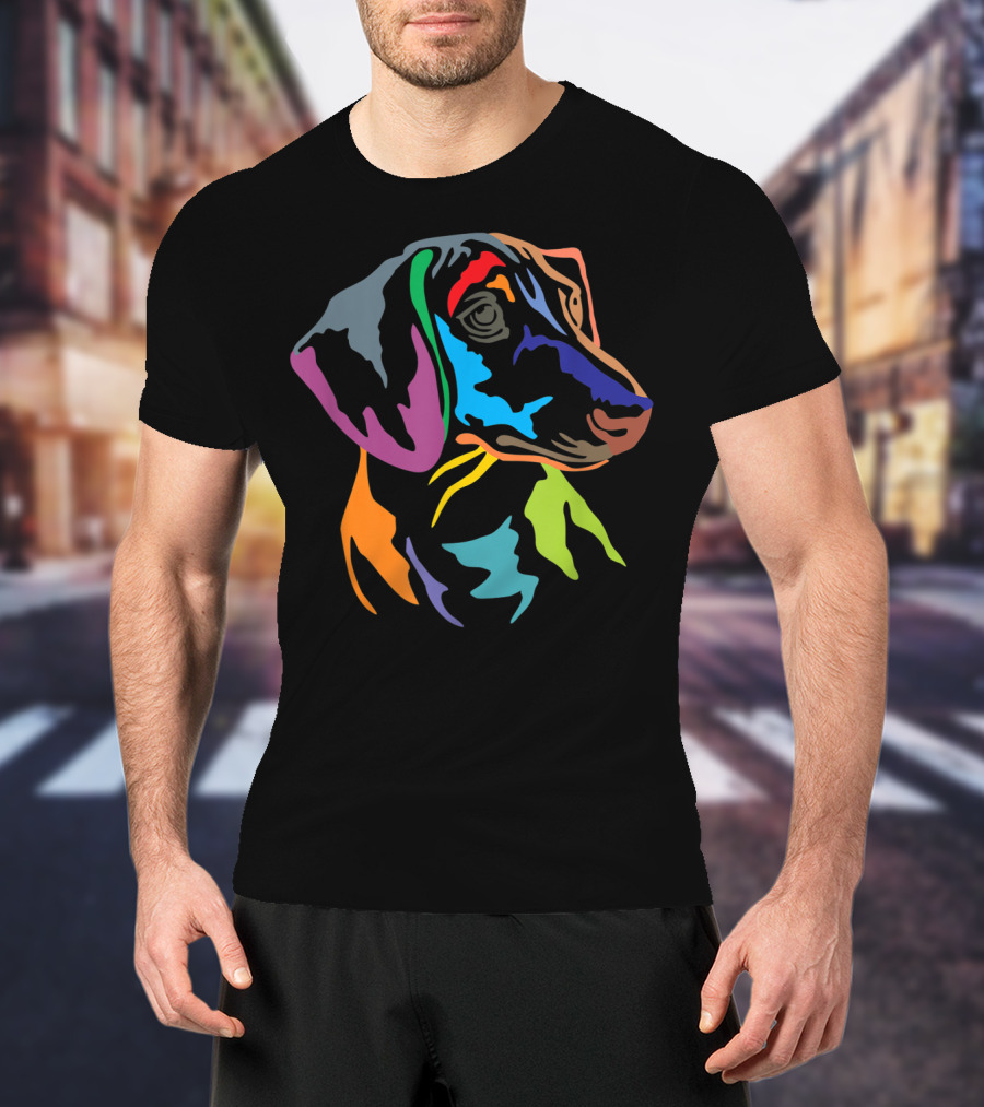 Colorful Happy German Dachshund Pop T-Shirt