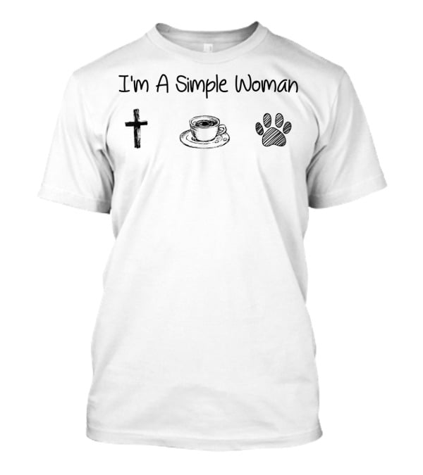 I'm A Simple Woman Jesus Coffee Paw Prints T-Shirt