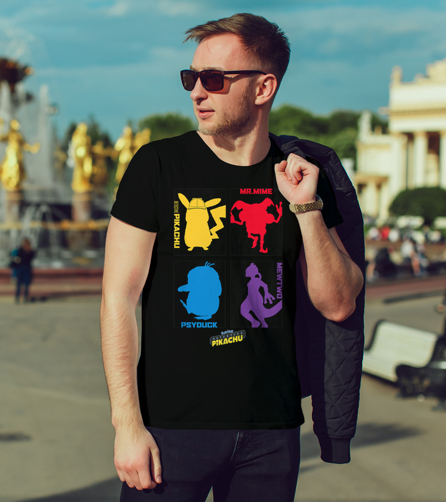 Detective Pikachu Mr. Mime Psyduck Mewtwo Pokémon Kids T-Shirt