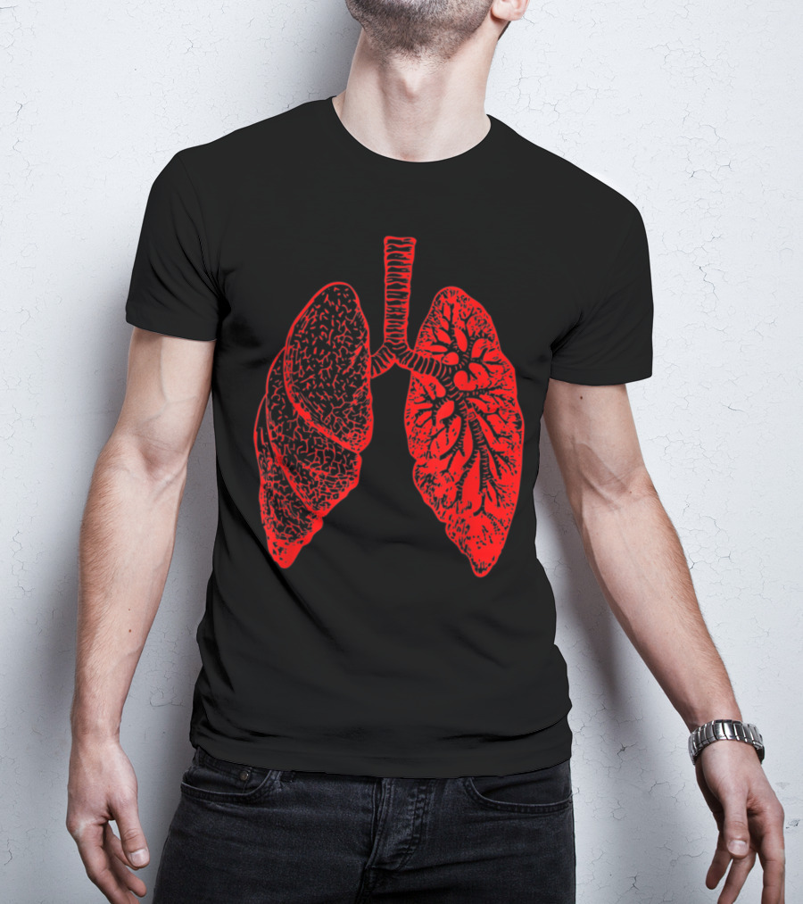 Anatomy Drawing Pulmonologist Respiratory Lungs Red T-Shirt