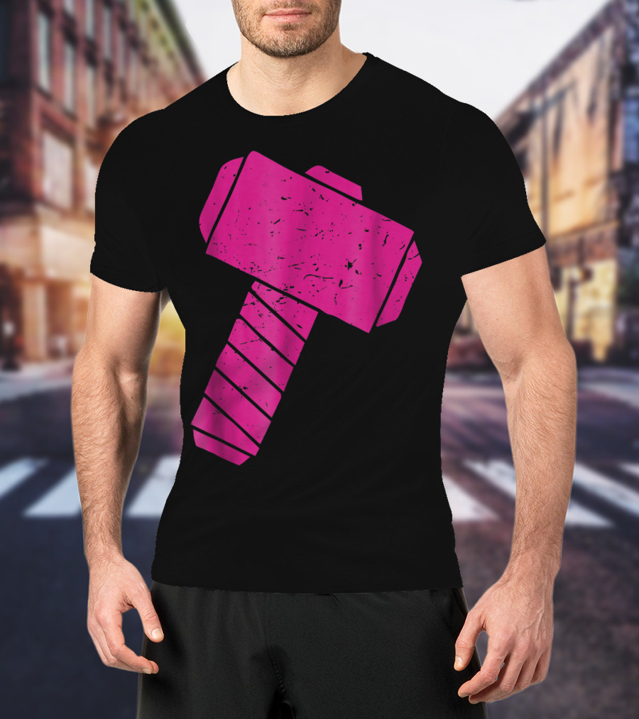 Distressed Magenta Mjolnir Thor's Hammer Odin Mythology T-Shirt