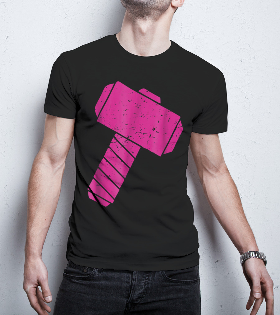 Distressed Magenta Mjolnir Thor's Hammer Odin Mythology T-Shirt
