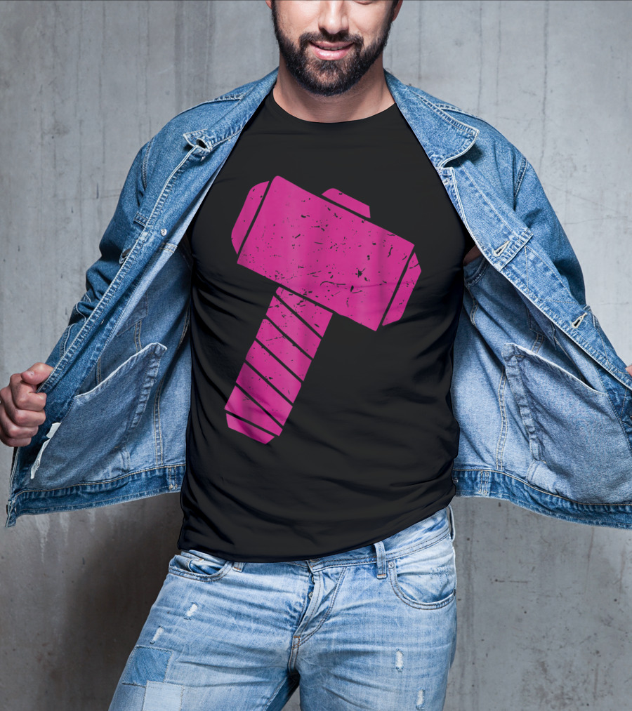 Distressed Magenta Mjolnir Thor's Hammer Odin Mythology T-Shirt
