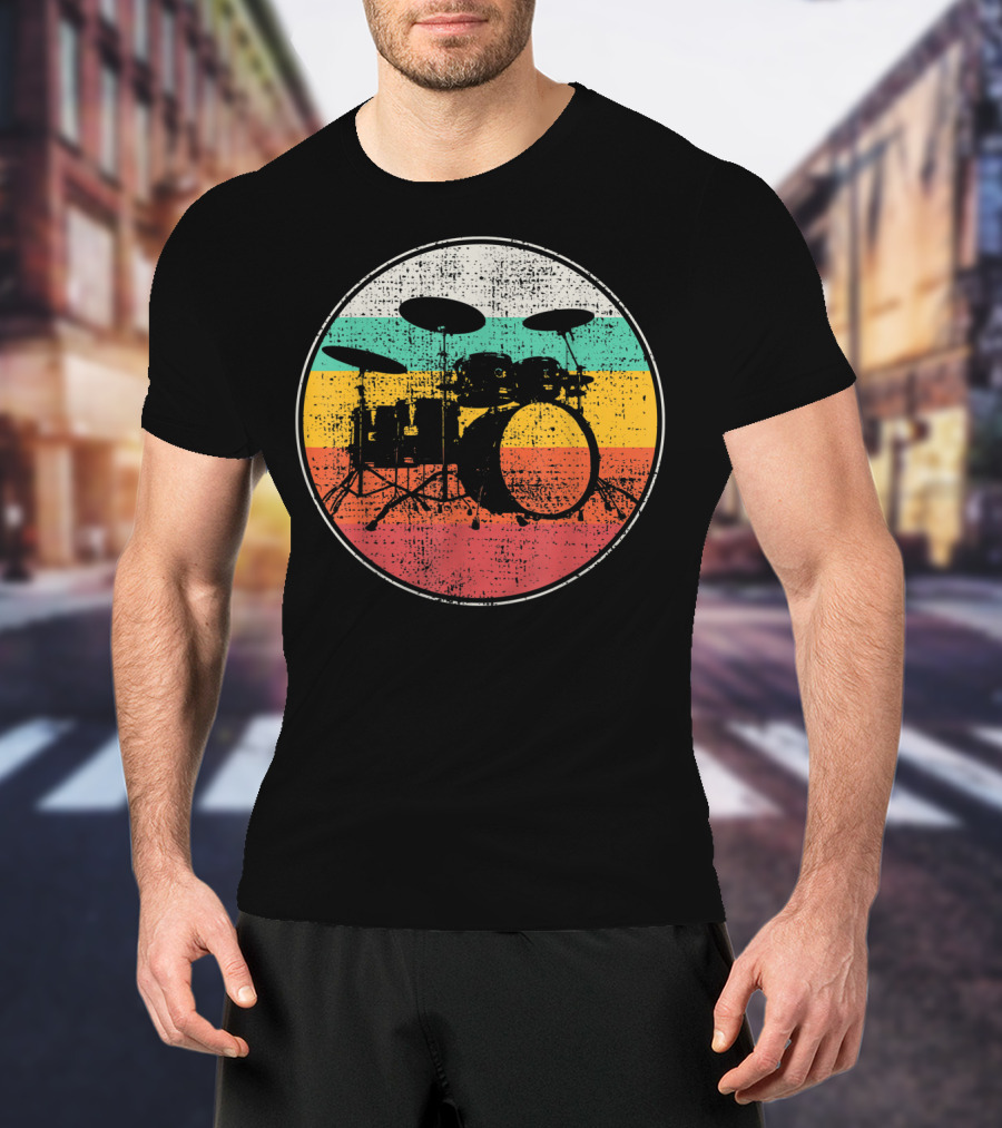 Drumset Vintage Retro Drums Drummer Band T-Shirt