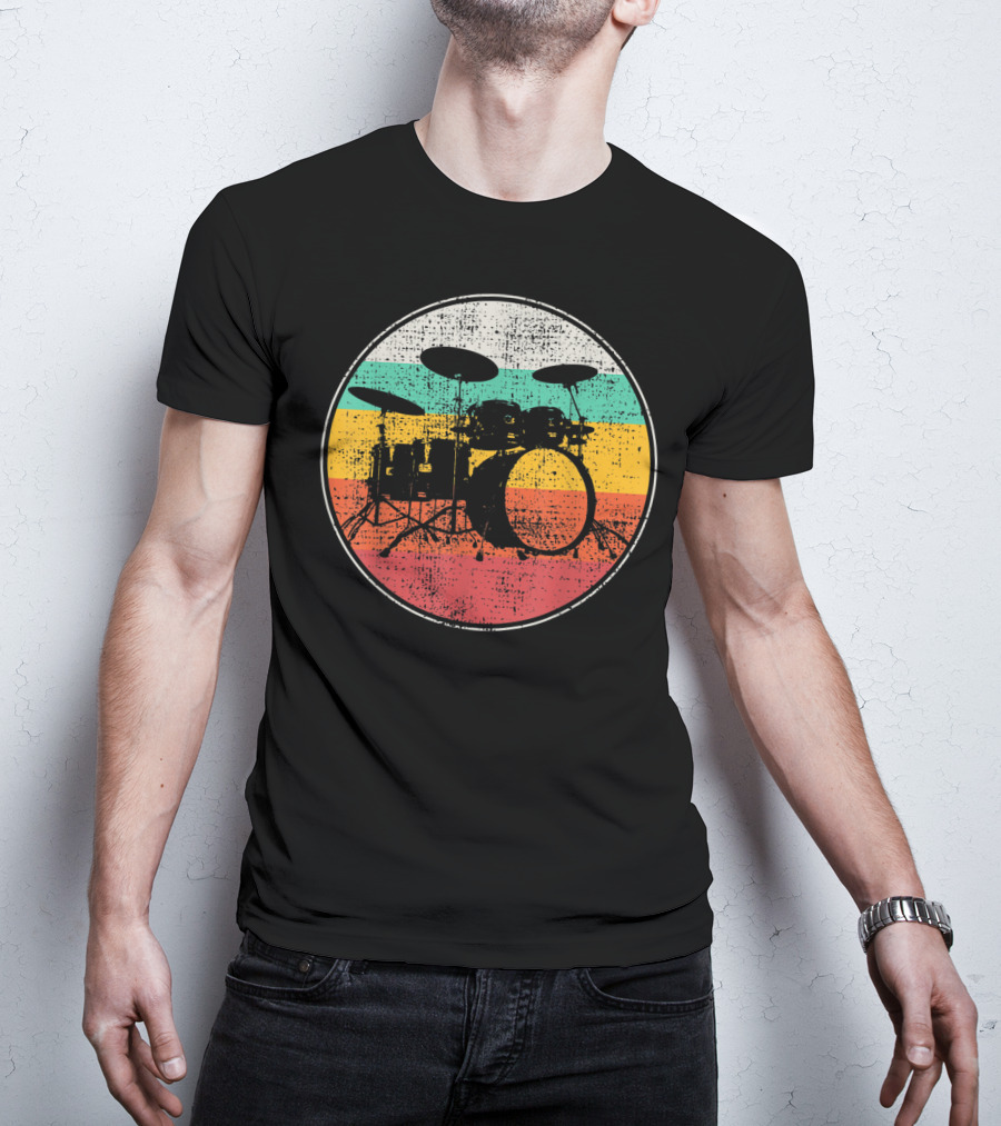 Drumset Vintage Retro Drums Drummer Band T-Shirt
