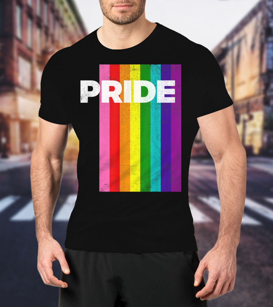 PRIDE Distressed Rainbow Stripes T-Shirt