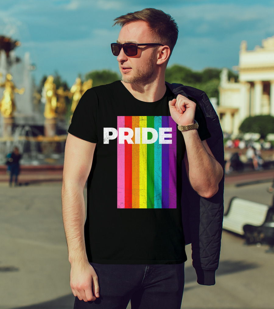 PRIDE Distressed Rainbow Stripes T-Shirt