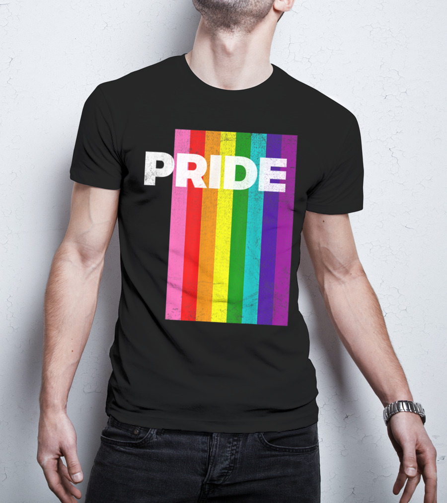 PRIDE Distressed Rainbow Stripes T-Shirt
