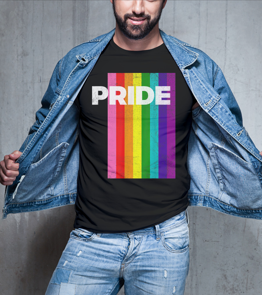 PRIDE Distressed Rainbow Stripes T-Shirt